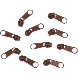Cyclingcolors 10x Curseur N°3 Non Verrouillable Pour Fermeture Éclair À Glissière Spirale Zipper Tirette Métal Idéal Jupe Vêtement, Marron