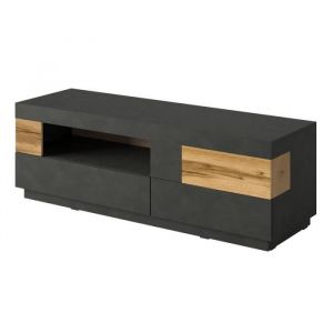 Price Factory - Meuble tv 160cm collection kiles. Coloris gris anthracite et chêne. Style design. - Gris