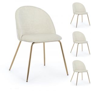 BIZZOTTO SALON Chaise Lot de 4 Chaises Tanya Blanc Velours