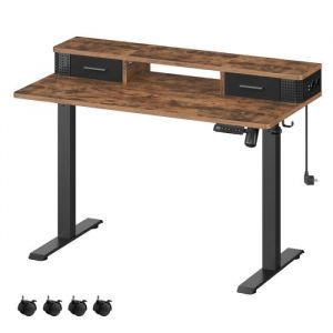 VASAGLE Bureau Électrique Réglable en Hauteur, Bureau Assis-debout, Table, 60 x 120 x (72-120) cm, Réglable en Continu, Support pour Écran, Crochet,