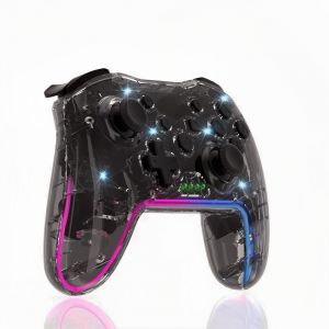 Manette Switch Sans Fil, Manette de Jeu Bluetooth avec &Eacute;clairage RGB Fonction Turbo /Vibration pour Nintendo Switch 2/PC,Noir