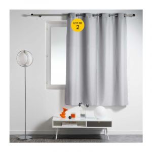 Image de Lot de 2 rideaux spécial petites fenêtres 140 x 180 cm Essentiel Gris