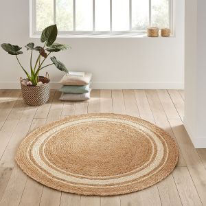 Image de Tapis jute rond, Aftas Naturel/Blanc Taille Diam 150 cm;Diam 200 cm