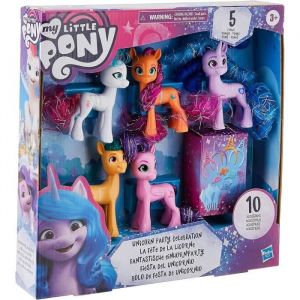Hasbro Coffret My Little Pony 5 Poneys 8 Cm : Sunny Starscout - Hitch Trailblazer - Zipp Storm - Izzy Moonbow - Princess Petals + Carte Tigre