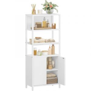 Meuble de Salle de Bain, 2 Portes et &Eacute;tag&egrave;re Ouverte R&eacute;glables