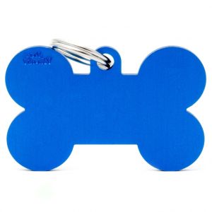 Myfamily Médaille basic os XL pour chien en aluminium bleu