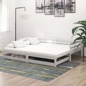 VidaXL Lit coulissant, 2x(90x200) cm Blanc Bois de pin massif