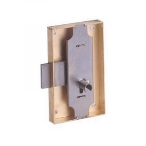 Serrure à coffre cambré 80x60mm axe 40mm LG 12 droite finition fer - DEVISMES - 12033-005-D