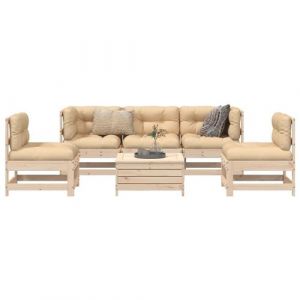 Salon de jardin Vidaxl bois massif bois 6 pieces