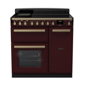Falcon PIANO DE CUISSON ESTEL DELUXE TAB IND 90 CM BORDEAUX LAITON ANTIQUE