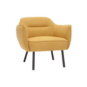 Image de Miliboo Fauteuil design en tissu effet velours jaune moutarde LAURENS