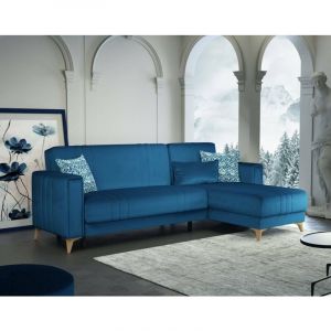 Canapé d'angle convertible Dinsign - Dmora - En Tissu - Bleu 225x151h84 cm