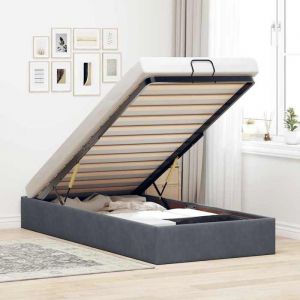 VidaXL Cadre de lit ottoman sans matelas gris foncé 90x200 cm velours