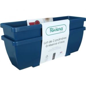 Riviera Bac a fleurs EVA - Lot 2 jardinieres - Plastique - 57 cm - Bleu