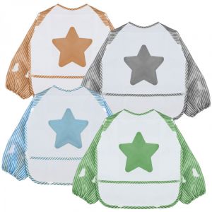 Monsieur B&eacute;b&eacute; Lot de 4 bavoirs pour b&eacute;b&eacute; imperm&eacute;ables - Manches longues