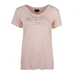 Tee Shirt Col V Fluide Strass Logo Femme Von Dutch