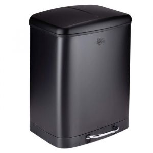 Dirt devil Poubelle Double 2 x 12L - Poubelle Tri sélectif - Mécanisme de Fermeture en Douceur - Acier Inoxydable - Facile à Vider - 37 x 34.4 x 50.3 CM - Noir