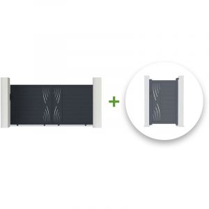 Casanoov - Pack portail coulissant veleta 300x160cm + Portillon veleta 100x160cm Gris
