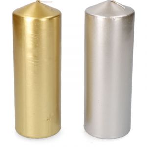 Bigbuy Home Bougie dorée argentée Ø 7 x 20 cm 1 unité