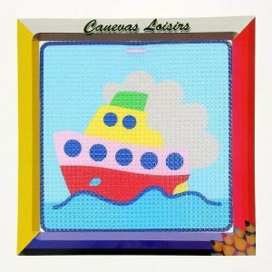 Kit compet Canevas - 15x15cm - bateau - gros trous spécial débutant