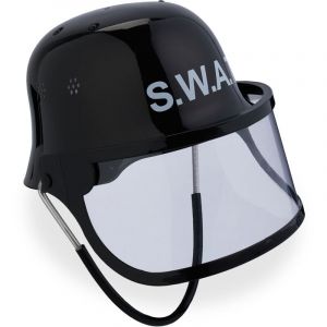 Relaxdays Casque SWAT pour Un Policier en Herbe, détails réalistes, visière, H x L x P : 24,5 x 22,5 x 28 cm, Noir