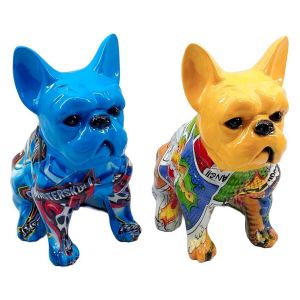 Signes Grimalt Petite figurine d&eacute;corative bouledogue Pop Art, style moderne, id&eacute;ale pour la d&eacute;coration int&eacute;rieure, cadeau original, multicolore, en r&eacute;sine