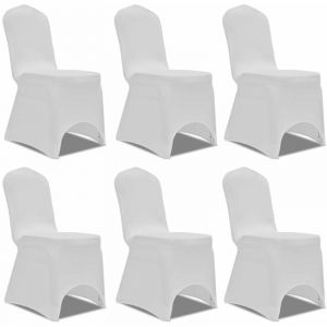 Décoshop26 Housse blanche extensible pour chaise 6 pièces - blante