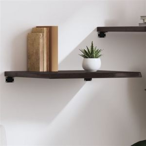 VidaXL Étagère Murale, Dessus de Table avec Bord Vivant, Tablette Suspendue Flottante, Rustique, Marron Foncé Bois Chêne Massif Traité