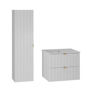 Petits-meubles - Ensemble meuble simple vasque encastrée 60cm et colonne Lexa Blanc