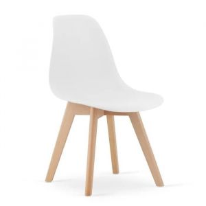 Chaise Komodee Atri - 1 Pieces - Blanc - Jambes En Bois De Hêtre 55 X 46 X 80 Cm