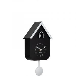 Present time Horloge murale bicolore avec coucou noir et blanc