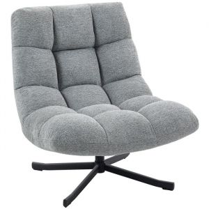 Homcom Fauteuil salon - sans accoudoirs - assise large - pieds croisés en acier - tissu chenille imperméable - 75x95x90cm - gris