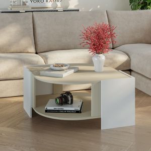 Table basse Klipsari 75 x 75 x 40 cm sable blanc [en.casa]
