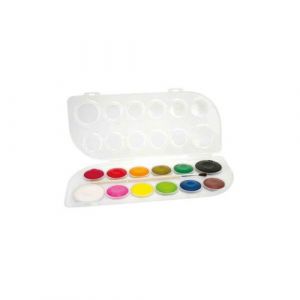 Bo&icirc;te peinture &agrave; l'eau - Enfant - Pinceau inclus - 12 couleurs - Palette plastique