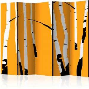 Artgeist Paravent 5 Volets "Birches on the Orange Background" 172x225cm