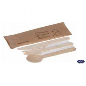 SDG Set de Couvert en Bois Naturel et Serviette - x 250 - Bois