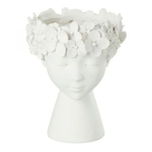 Cache-Pot Déco "Tête" 23cm Blanc