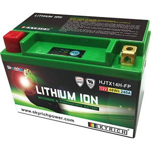 Image de Skyrich Batterie moto Lithium Ion YTX14-BS - La batterie lithium YTX14-BS / HJTX14(L)FP-S/ YTX14H-BS sans entretien. Dimension : L 150mm W 87mm H 46mm. Borne : + &agrave; Droite, convient parfaitement &agrave; tous les types de moto-quad-scooter et Jet-ski.Volta