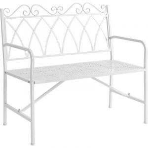 Sobuy OGT45-W Banc de Jardin Extérieur 2 Personnes en Métal Banc Extérieur pour Balcon, Pelouse, Terrasse