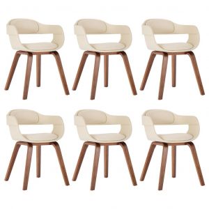 VidaXL Chaises De Salle ¿¿ Manger 6 Pcs Cr¿¿Me Similicuir Et Bois Courb¿¿