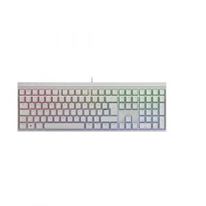 Cherry MX 2.0S, Clavier de Jeu mécanique avec éclairage RGB, Disposition Allemande (QWERTZ), Filaire, conçu en Allemagne, commutateurs MX Blue d'origine, Blanc