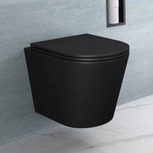 Image de Sogood - wc suspendu gris noir mat cuvette céramique toilette abattant silencieux avec frein de chute Aix108 - Gris noir mat