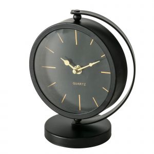 Wadiga Horloge à poser en métal noir et doré