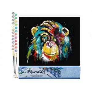 Figured'Art Peinture par Numéro Adulte Babouin Pop Art - Kit de Loisir Créatif DIY Numéro d'Art - 40x50cm sans châssis