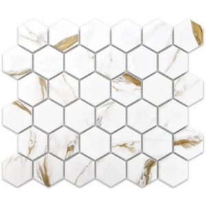 Ilcom - Mosa&iuml;que en c&eacute;ramique sur maille pour salle de bain ou cuisine 32.3cm x 27.7cm - Gold Honey