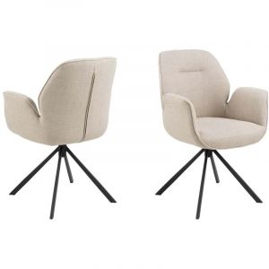 Emob Aura chaise de salle à manger avec accoudoirs beige.