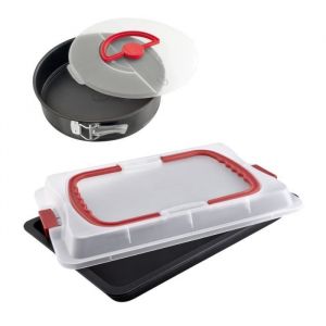 Fackelmann Moule à gâteaux - Bake and Go - Plaque de cuisson rectangulaire - Couvercle amovible - Antiadhésif