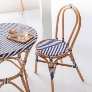 Chaise bistrot en rotin bleue (lot de 2)