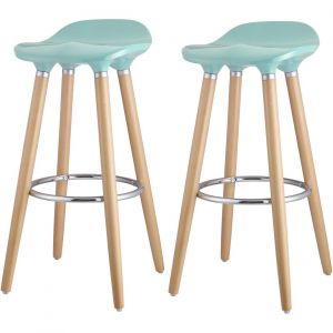 Image de Lot de 2 - Tabouret de bar OLLO Bleu - assise Plastique dur ABS pieds Metal