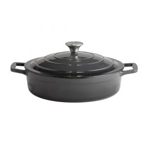 APS 88305 5 Stars Cocotte en fonte avec couvercle compatible induction et four avec support de couvercle Ø 28 cm 3 l Anthracite